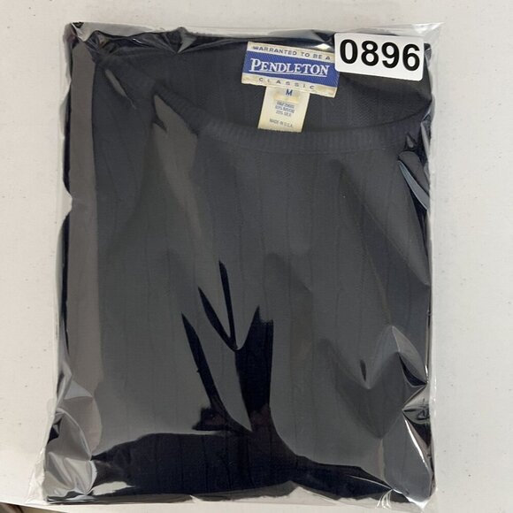 Pendleton Womens M Silk Blend Navy Cable Knit Sweater Top Quiet Luxury Timeless - Picture 11 of 11